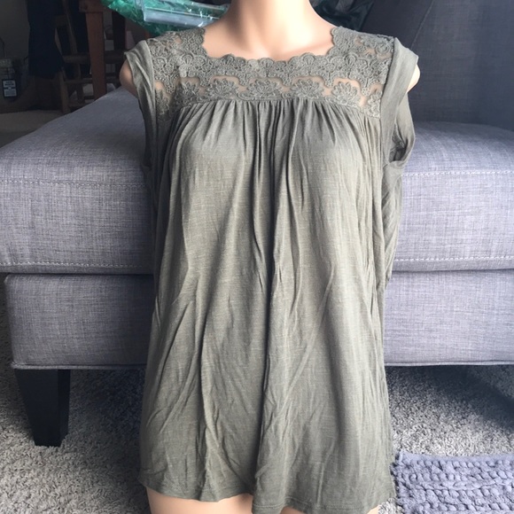 Maurices Tops - Olive lace detail tee